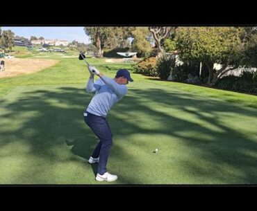 Rory Mcilroy, Nicolai Hojgaard, 2024 Teeing off on #9 at the Genesis Initational.