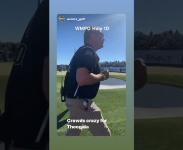 Crazy crowds yelling Theegala on hole 10 PGA tour golf tournament @WMPhoenixOpen