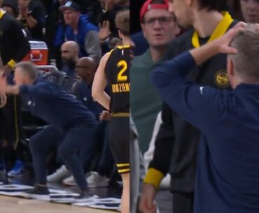 Steve Kerr was not happy that Klay Thompson fouled Russell Westbrook late in game
