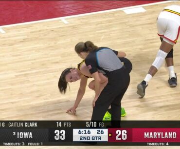 👀 Caitlin Clark Gets Wind Knocked Out After Taking Shoulder, Furious No Foul Called | Iowa Hawkeyes