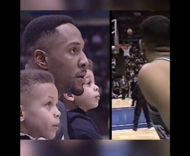 A young Steph Curry watching his dad in the 3 Point Contest