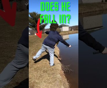 Does he fall in the water? #golf