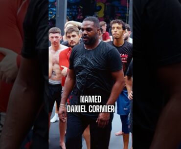 Jon Jones lightly pokes at Daniel Cormier during a seminar at @bangtaomuaythaimma