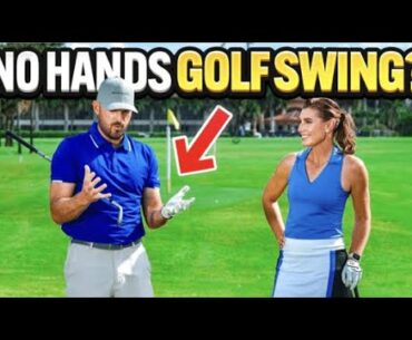 How To Make A "Hands-Free" Golf Swing | Eric Cogorno + Erika Larkin