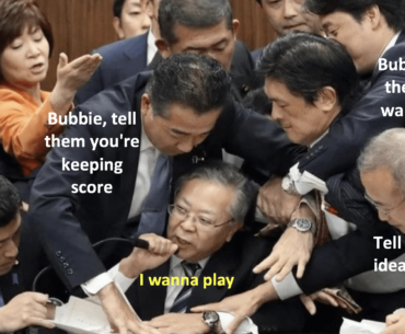 Bubbie abandoning the official party line after two minutes