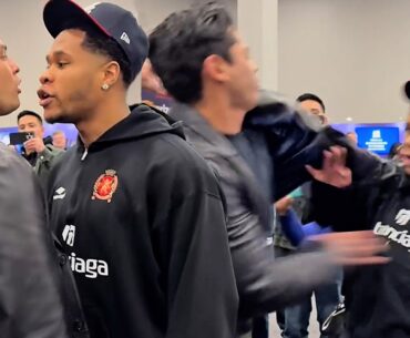 Ryan Garcia CONFRONTS & PUSHES Devin Haney as NEAR BRAWL happens at Super Bowl radio row