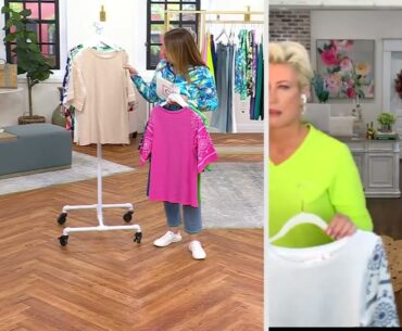 Belle by Kim Gravel Slub Knit Eyelet Sleeve Mixed Media Top on QVC