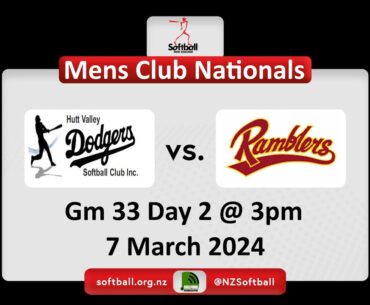 Softball NZ | 2024 Men's Open Club National Championship | Ramblers v Dodgers 6/3/2024 3pm Day 2 …