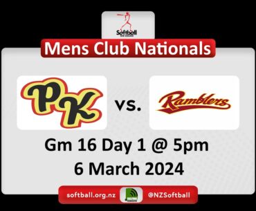 Softball NZ | 2024 Men's Open Club National Champs | PK v Ramblers 6/3/2024 5pm Day 1 Gm 16 (Part 2)