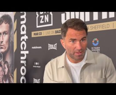 EDDIE HEARN “TAYLOR V SERRANO 2 LIKELY JUNE IN USA” | SERRANO TO BOX 2 MIN ROUNDS | CAMERON NEXT