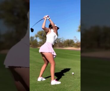 Amazing Golf Swing you need to see | Golf Girl awesome swing | Golf shorts | Claire Bear