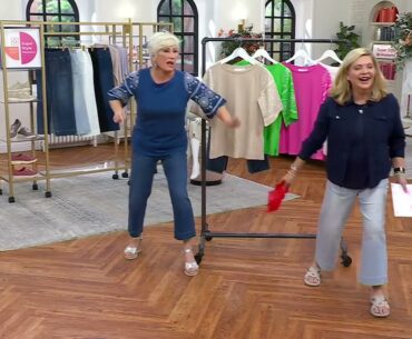 Belle by Kim Gravel Slub Knit Eyelet Sleeve Mixed Media Top on QVC