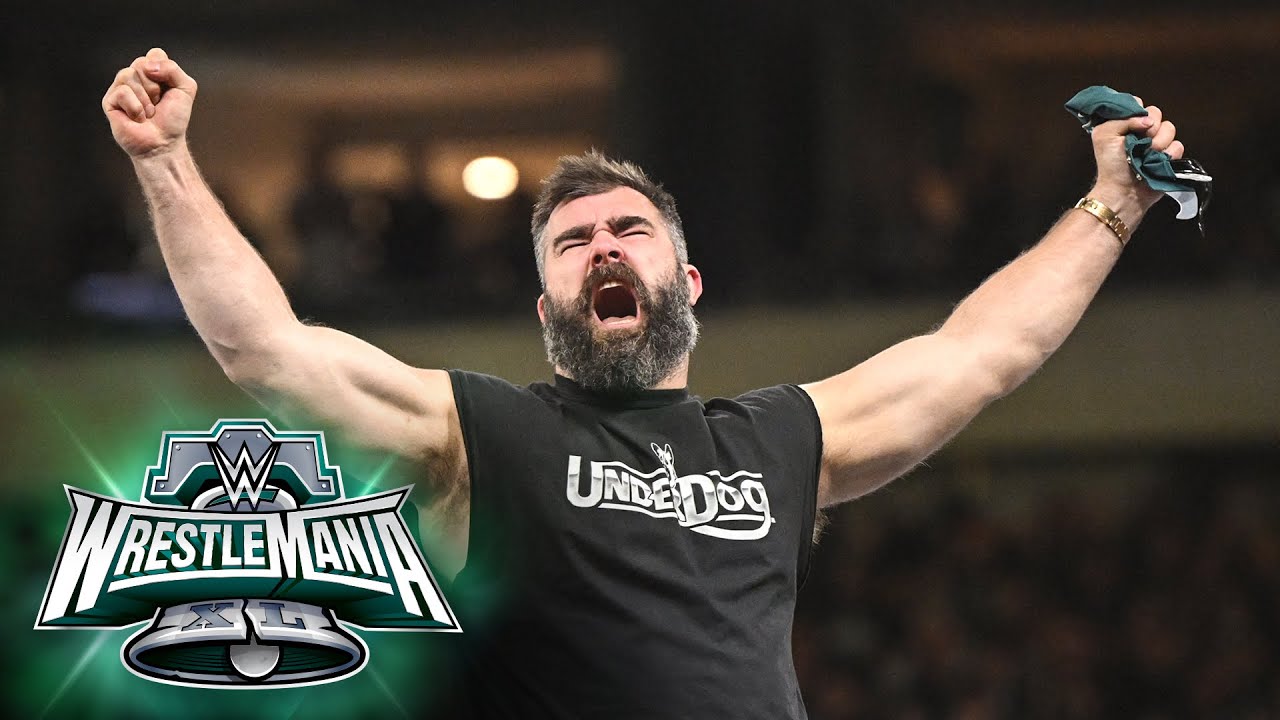 Jason Kelce and Lane Johnson help Rey Mysterio and Andrade: WrestleMania XL Saturday highlights Jason Kelce and Lane Johnson help Rey Mysterio and Andrade: WrestleMania XL Saturday highlights