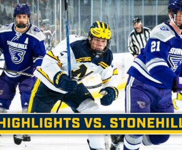 Stonehill College at Michigan | Highlights | Big Ten Hockey | Jan. 13, 2024