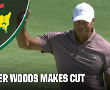 Tiger Woods receives big ovation after par on 18 to make cut | 2024 Masters