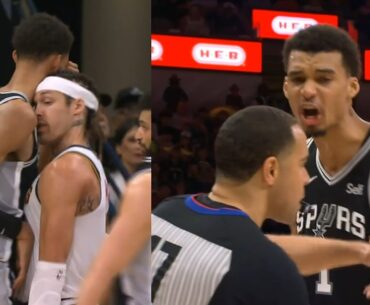 Victor Wembanyama tangled up with Aaron Gordon then gets so heated with ref 😳