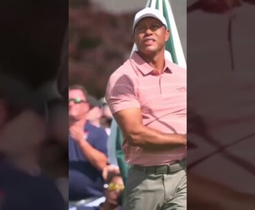 Tiger Woods hits his opening tee shot at the 88th Masters Tournament.