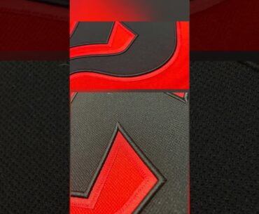 Looking at the New Jersey Devils Stadium Series jersey, thanks to a viewer! up close
