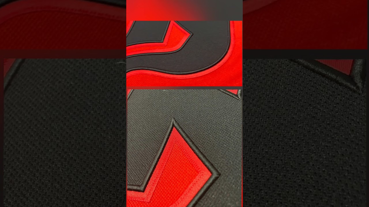 Looking at the New Jersey Devils Stadium Series jersey, thanks to a viewer! up close Looking at the New Jersey Devils Stadium Series jersey, thanks to a viewer! up close