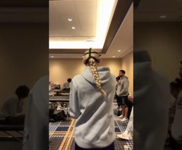 Cameron Brink in training room for Team USA 3x3 basketball