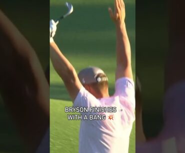 What a shot by Bryson DeChambeau on No. 18! He holes out from the fairway for birdie.