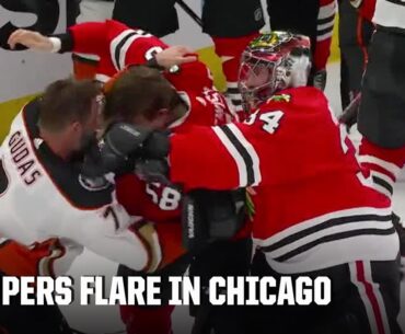 Petr Mrazek steps in to break up fight between Radko Gudas and MacKenzie Entwistle | NHL on ESPN