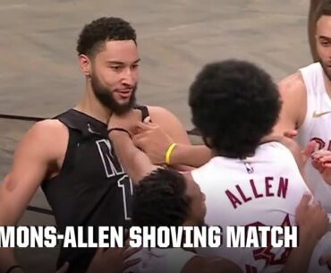 SHOVING MATCH 😱 Tempers flare between Ben Simmons and Jarrett Allen | NBA on ESPN