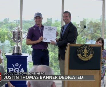 PGA Champion Justin Thomas overwhelmed by Louisville Hometown Hero banner