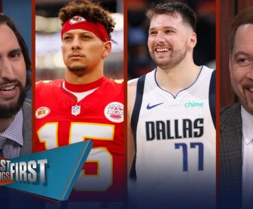 Chiefs-49ers Super Bowl rematch, Luka & Mavs beat Thunder, Bears playoff bound? | FIRST THINGS FIRST