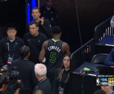 Anthony Edwards walks off after Dallas Mavericks advance to NBA Finals