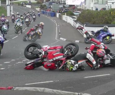 Davey Todd & Adam McClean Crash on 1st Lap of NW200 Supersport Race - 9th May 2024