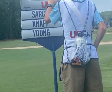 Cameron Young makes the turn at US Open