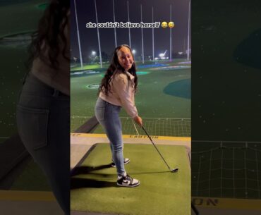 Jasmine learning how to golf 😂⛳️ #tamtonight