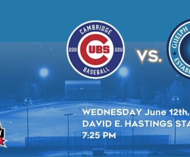 Wednesday June 12th - Cambridge Jr Cubs at Guelph Silvercreeks