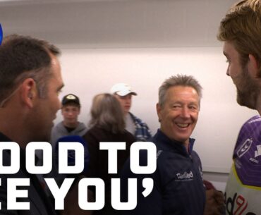 Cam Smith interrupted by an upbeat Craig Bellamy: In the Sheds | NRL on Nine