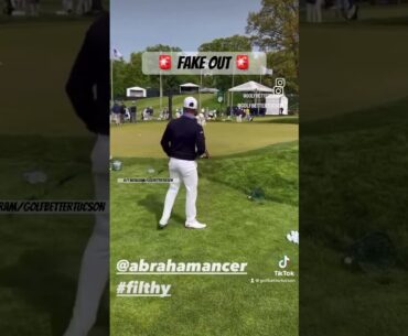 Abraham Ancer with the no-look wedge shot