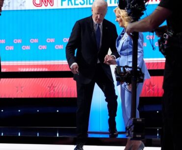 Joe Biden assisted off stage by wife Jill after trainwreck debate against Trump