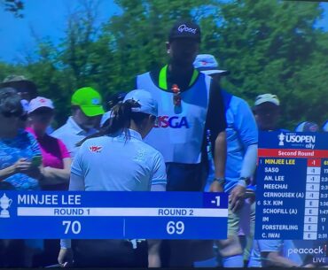 Minjee Lee’s (currently tied 1st) caddie repping 👀