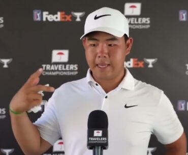 Tom Kim Thursday Flash Interview Leader 2024 Travelers Championship © PGA Tour