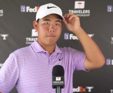 Tom Kim Friday Flash Interview Leader 2024 Travelers Championship © PGA Tour