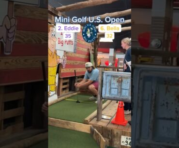 Mini Golf U.S. Open Round 2 (Holes 15-16) | Eddie vs Bella #minigolf
