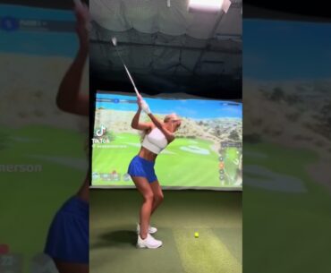 Hot Girl Golf Simulator #golf #babe #blonde #hot #golfsim #girl #fyp #shorts