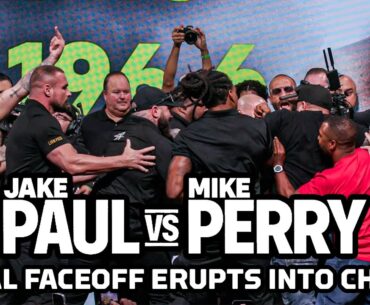 Jake Paul vs. Mike Perry Final Faceoff Erupts Into Near Brawl | Paul vs. Perry