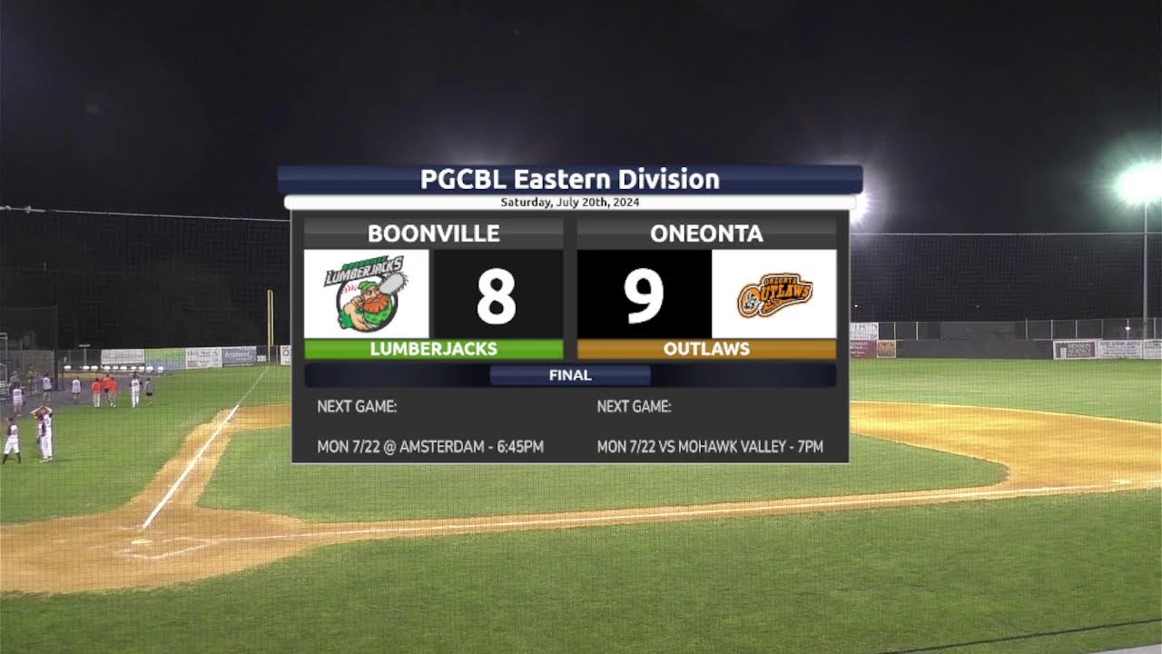 Boonville Lumberjacks @ Oneonta Outlaws – 7/20/24 Boonville Lumberjacks @ Oneonta Outlaws - 7/20/24