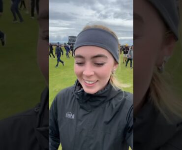 Running on the 18th green at The Open