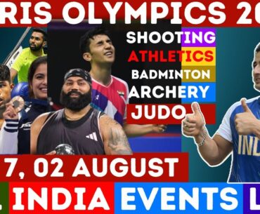 🔴Day 7 : Paris Olympics 2024 | Badminton | Shooting | Archery | Golf | Lakshya Sen VS Chou Tien chen