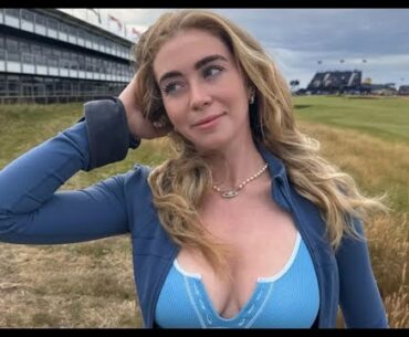 Golf girl Grace Charis in 'wardrobe malfunction' as top comes undone at The Open #g2gc12f