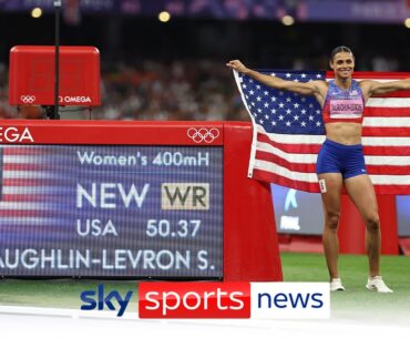 Sydney McLaughlin-Levrone wins gold in the women's 400m hurdles with a world record time of 50.37