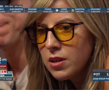 HUGE Decision for Kristen Foxen on Day 6 of the WSOP Main Event with ACE-KING!