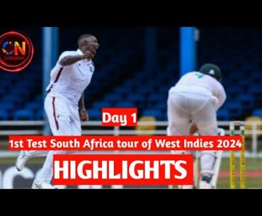 First Test Day One WI vs RSA Highlights 2024 #sports